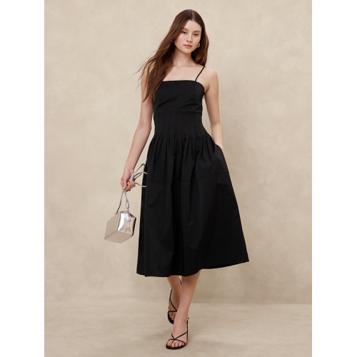 바나나리퍼블릭 Pleated Taffeta Midi Dress