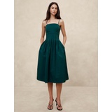 Pleated Taffeta Midi Dress