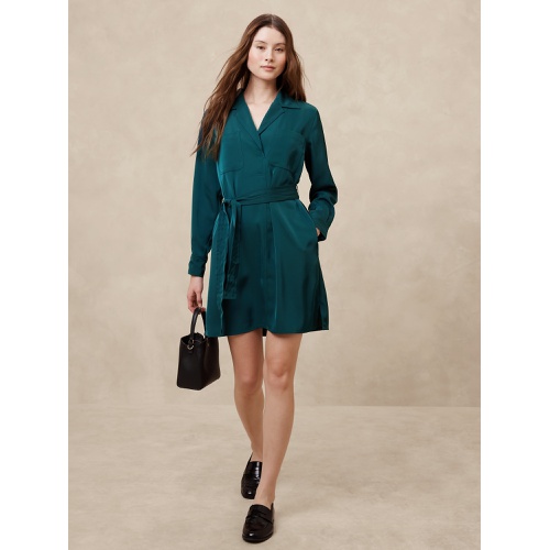 바나나리퍼블릭 Satin Twill Mini Shift Dress