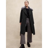 Fur Collar Tie-Waist Coat