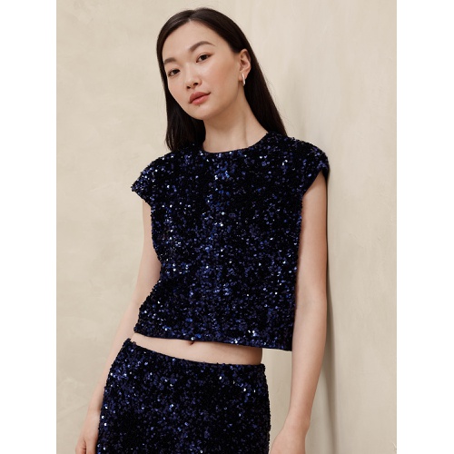 바나나리퍼블릭 Sequin Cropped Top