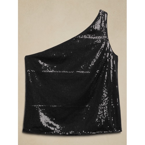 바나나리퍼블릭 One-Shoulder Sequin Top