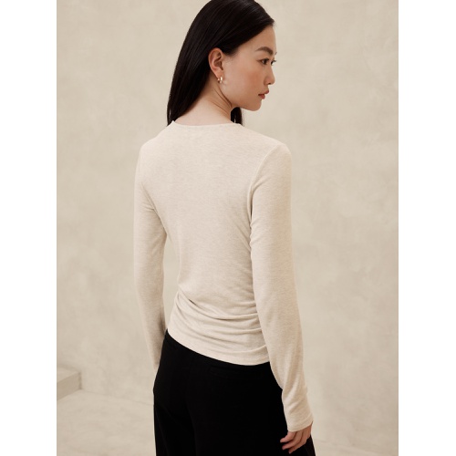 바나나리퍼블릭 Soft Luxe Shirred-Waist Top