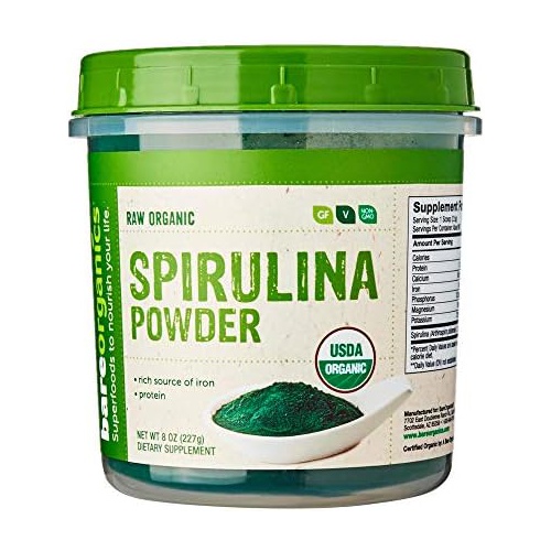  BareOrganics Marine Super Greens Powder USDA Organic, Gluten-Free, Vegan, Non-GMO, BPA-Free Kelp, Chlorella, Spirulina, 8oz