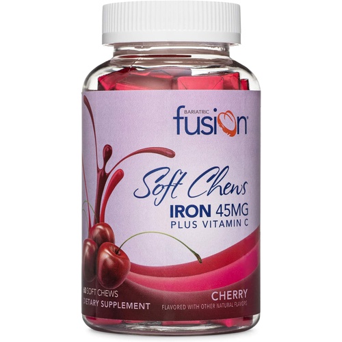  Bariatric Fusion Iron Soft Chew with Vitamin C Cherry Flavored Iron Supplement Chewy Vitamin for Bariatric Patients Including Gastric Bypass and Sleeve Gastrectomy 60 Count 2 Month