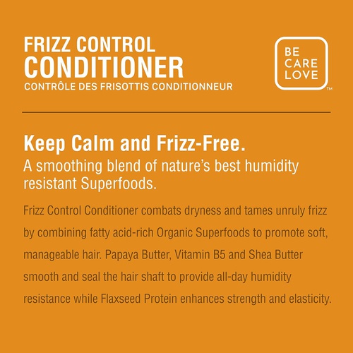  Be Care Love SuperFoods Frizz Control Conditioner, Papaya Butter, 12 Fl Oz