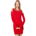 Bebe Sweater Party Dress - Cold-Shoulder Crystal Sweaterdress