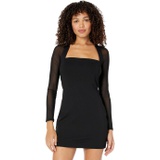 Bebe Square Neck Mesh Sleeve Dress