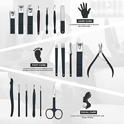  Bekit Manicure Set 18 in 1 Stainless Steel Professional Pedicure Kit Nail Scissors Grooming Kit Travel Case B01-Black