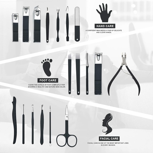  Bekit Manicure Set 18 in 1 Stainless Steel Professional Pedicure Kit Nail Scissors Grooming Kit Travel Case B01-Black
