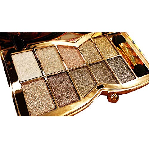  Bernecy Glitter Eyeshadow Palette,10 Colors Sparkle Shimmer Eye Shadow Highly Pigmented Long Lasting Makeup Set Gold (Type 5), Small