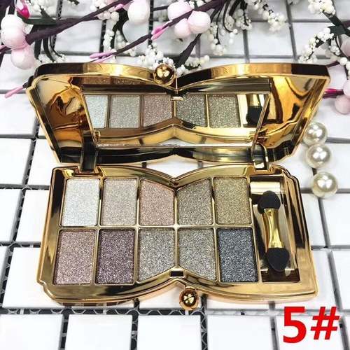  Bernecy Glitter Eyeshadow Palette,10 Colors Sparkle Shimmer Eye Shadow Highly Pigmented Long Lasting Makeup Set Gold (Type 5), Small