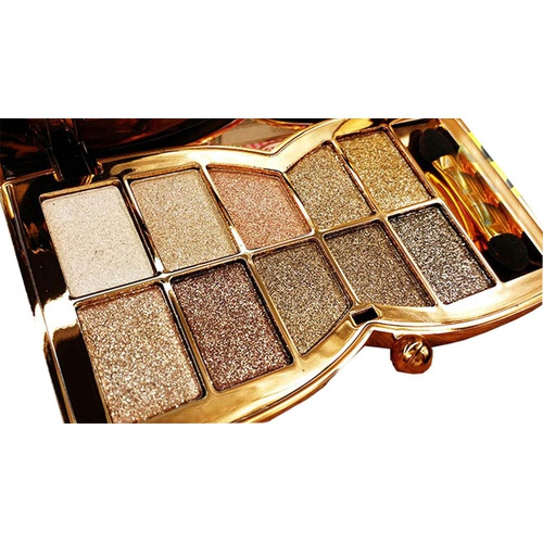  Bernecy Glitter Eyeshadow Palette,10 Colors Sparkle Shimmer Eye Shadow Highly Pigmented Long Lasting Makeup Set Gold (Type 5), Small