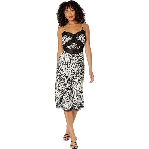  Betsey Johnson Blurred Lines Printed Dull Charmeuse Slip Dress