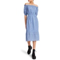 Betsey Johnson Off Shoulder Cotton Eyelet Midi Dress