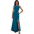 Betsy & Adam Long Boatneck Crepe Gown