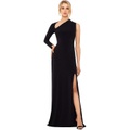 Betsy & Adam Long Jersey Asymmetrical Sleeve Gown