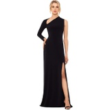 Betsy & Adam Long Jersey Asymmetrical Sleeve Gown