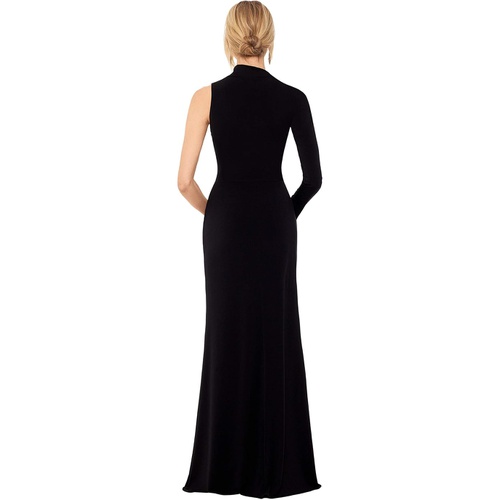  Betsy & Adam Long Jersey Asymmetrical Sleeve Gown