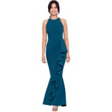 Betsy & Adam Halter Crepe Mermaid Gown