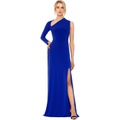 Betsy & Adam Long Jersey Asymmetrical Sleeve Gown