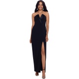 Betsy & Adam Long Strapless Tuxedo Column Dress