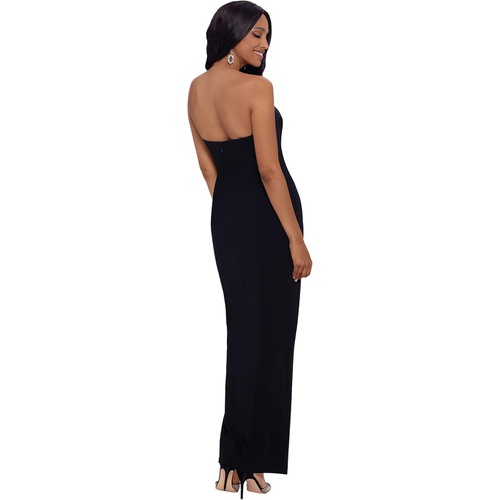  Betsy & Adam Long Strapless Tuxedo Column Dress