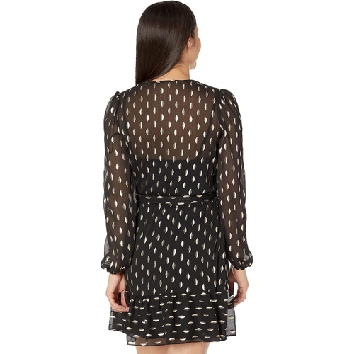  Betsy & Adam Short Long Sleeve Chiffon Clip Dot wu002F Tie Belt