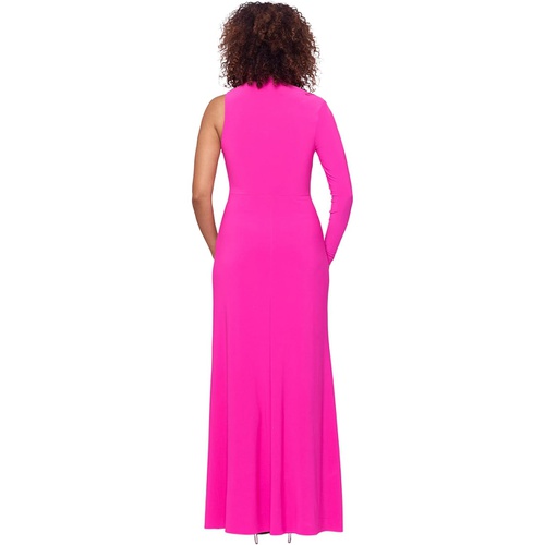  Betsy & Adam Asymmetrical One Sleeve Jersey Gown