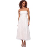 Betsy & Adam Long Strapless Embroidered Mesh Midi Dress