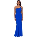 Betsy & Adam One Shoulder Crepe Gown wu002F Cutout