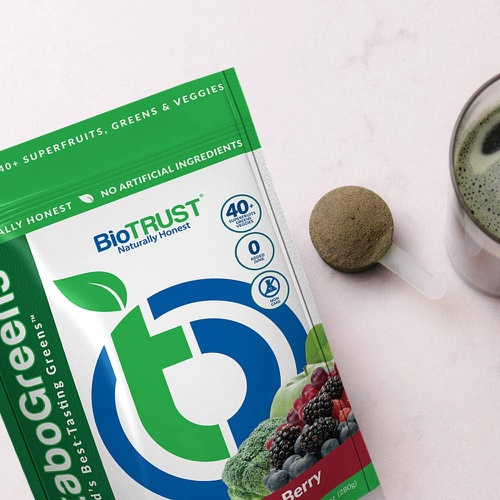  BioTrust MetaboGreens Superfood Powder, Super Greens Vegetable Powder Mix Made with Clinically-Researched Spectra, Non GMO, Soy Free, Gluten Free, Dairy Free, Energizing Berry Flav