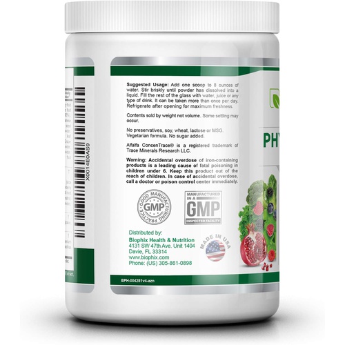  Biophix Phytoberry Greens Superfood Powder 10 oz - Natural Berry Flavor Greens Vegetables Fruits Fiber Probiotics Smoothie Shake Nutrition Drink