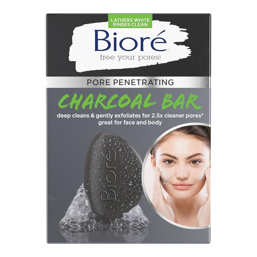  Biore Pore Penetrating Charcoal Bar, Daily Face Wash, Naturally Purifies Pores, Dermatologist Tested, Gently Exfoliates, Vegan Friendly, Cruelty Free, Paraben Free, 1 Count