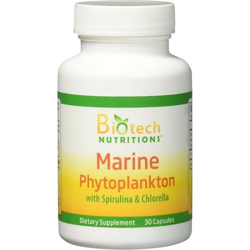  Biotech Nutritions Marine Phytoplankton with Spirulina and Chlorella Vegetable Capsule, 30 Count