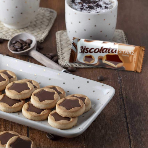  Biscolata Starz Tea Biscuit Cookies with Mocha Chocolate - Pack of 12