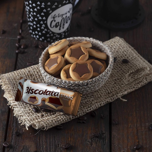  Biscolata Starz Tea Biscuit Cookies with Mocha Chocolate - Pack of 12