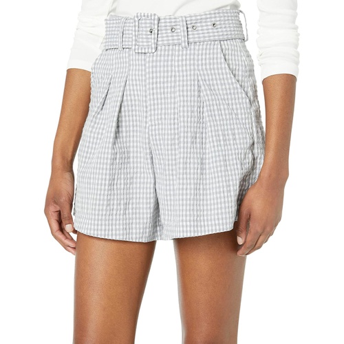  Blank NYC Searsucker Gingham Belted Shorts