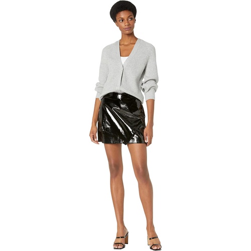  Blank NYC Faux Black Leather Crocodile Wrap Mini Skirt