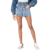 Blank NYC Denim Knit Shorts with Elastic Waist Front in Blue