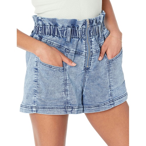  Blank NYC Denim Knit Shorts with Elastic Waist Front in Blue