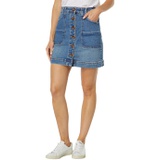 Blank NYC High-Rise Mini Denim Skirt with Button Fly and Pocket Detail in Into The Blue
