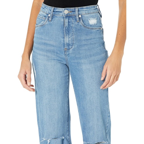  Blank NYC The Franklin Wide Leg and Longer Inseam Jeans with Ripped Knees in Sunset Rider