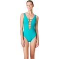 Bleu Rod Beattie Paradise Found Lace Down Over-the-Shoulder One-Piece