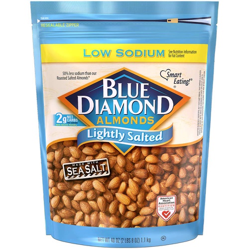  Blue Diamond Almonds Low Sodium Lightly Salted, 40 Oz