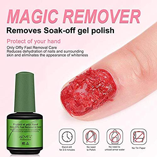  Blue Finger Magic Burst Soak-Off Gel Nail Polish Remover 2 Pack, Professional Remover Nail Polish Delete Primer Acrylic Clean Degreaser For Nail Art Lacquer 15ml (2pcs) (2pcs)