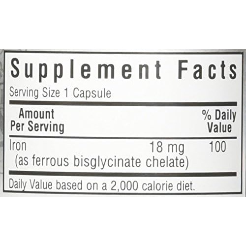  Bluebonnet Nutrition Chelated Iron 18 mg - non-constipating Iron - Soy-Free, Gluten-Free, Non-GMO, Kosher Certified, Dairy-Free, Vegan - 90 Vegetable Capsules, 90 Servings