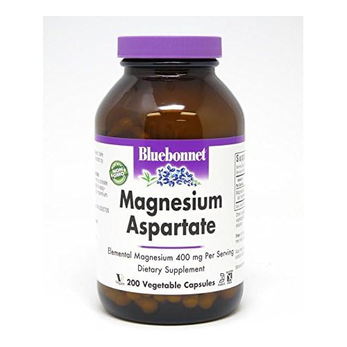  Bluebonnet Nutrition Magnesium Aspartate 400 mg, 200 Vegetarian Capsules