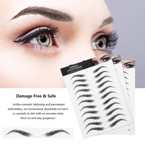  Blulu 6 Sheets 4D Hair-Like Waterproof Eyebrow Tattoos Stickers Eyebrow Transfers Stickers Grooming Shaping Eyebrow Sticker in Arch Style for Women and Girls, 66 Pairs (High Arch Eyebrow