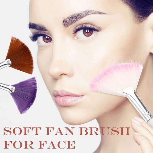  Boao 16 Pieces Fan Mask Brush Fan Applicator Long Handle Makeup Brush Facial Brushes Cosmetic Tools, 4 Colors